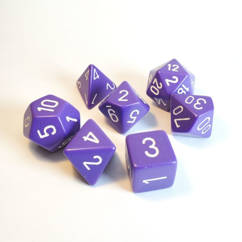 Dés en boite Opaque Purple w/white