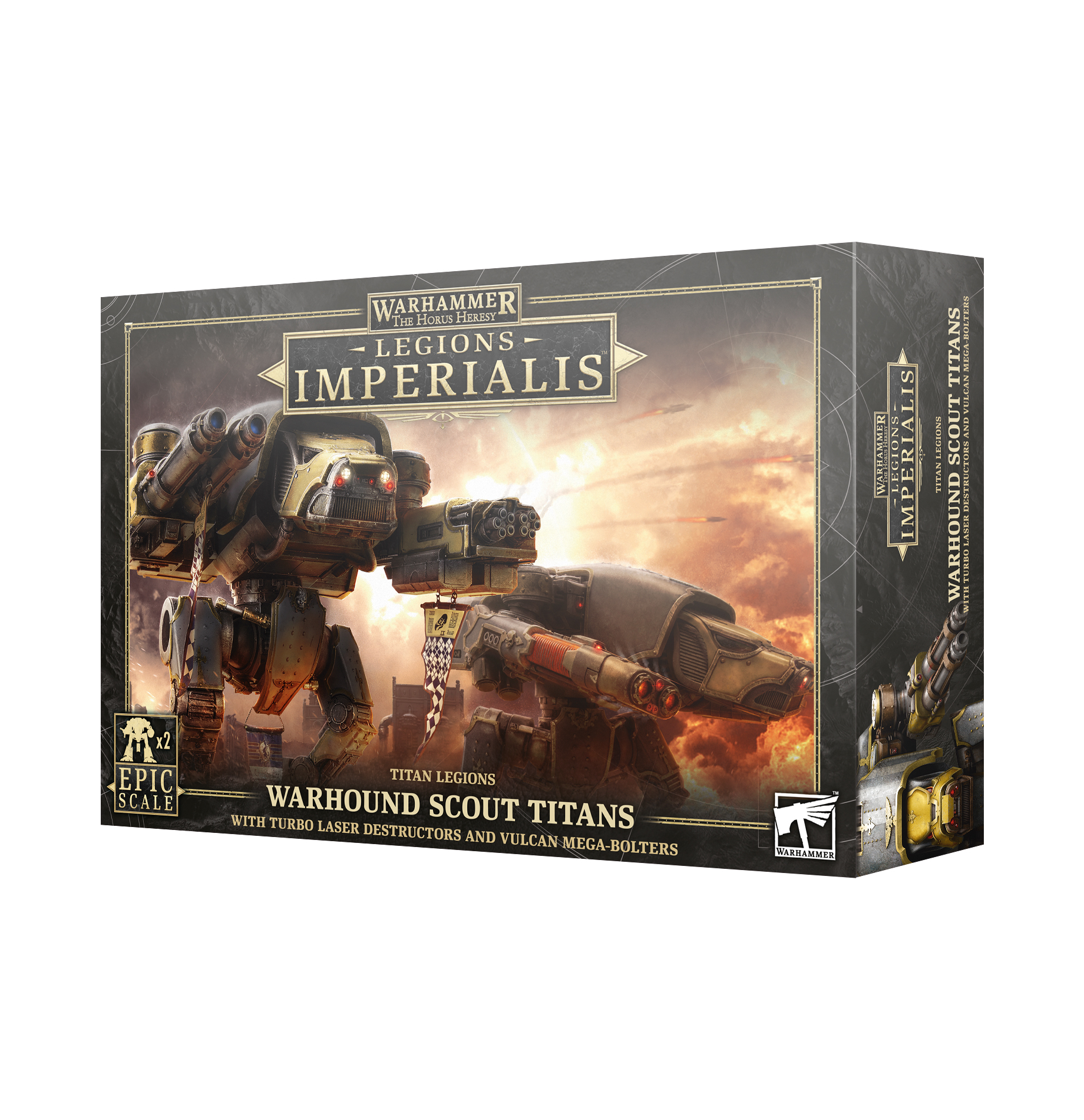 Legions Imperialis Warhound Scout Titans with Turbo Laser Destructors and Vulcan Mega-Bolters