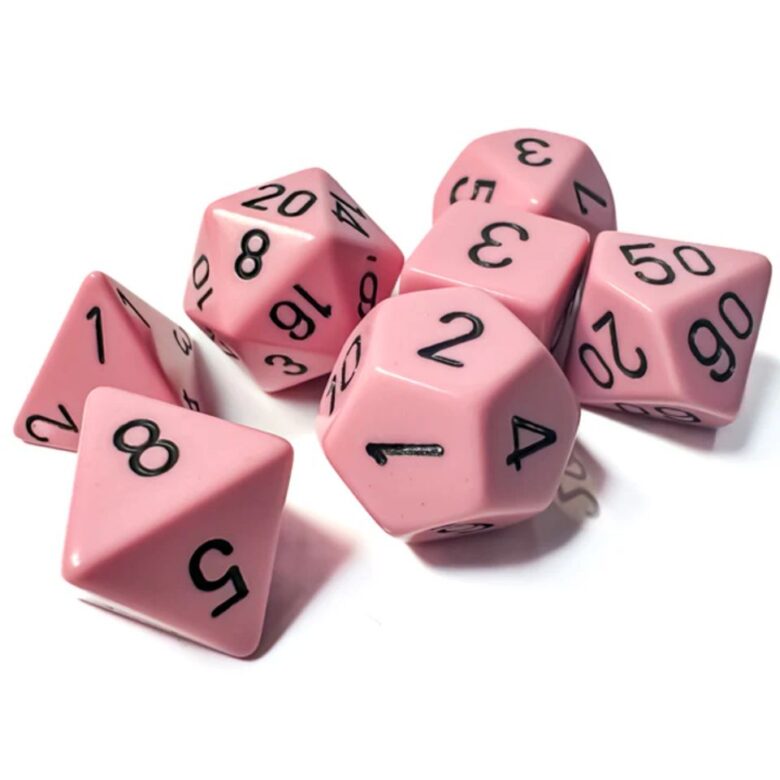 Dés en boite Opaque Pastel Pink w/black