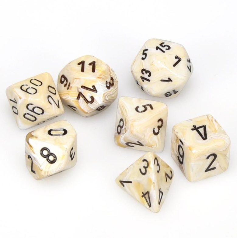 Dés en boite Marble Ivory w/black