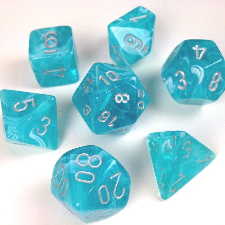 Dés en boite Cirrus Aqua w/silver