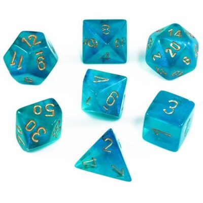 Dés en boite Borealis Teal w/gold